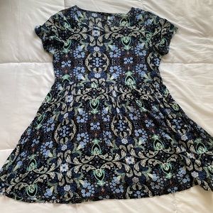 Blue and black flowered dress